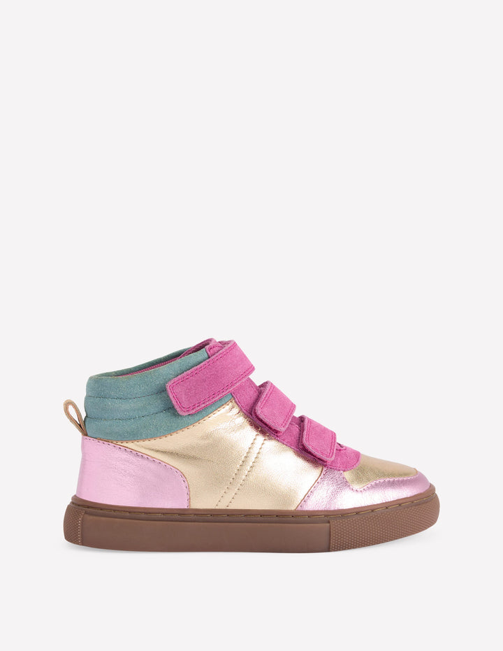 Hohe Sneaker in Metallic-Optik-Gold- und Pink-Metallic