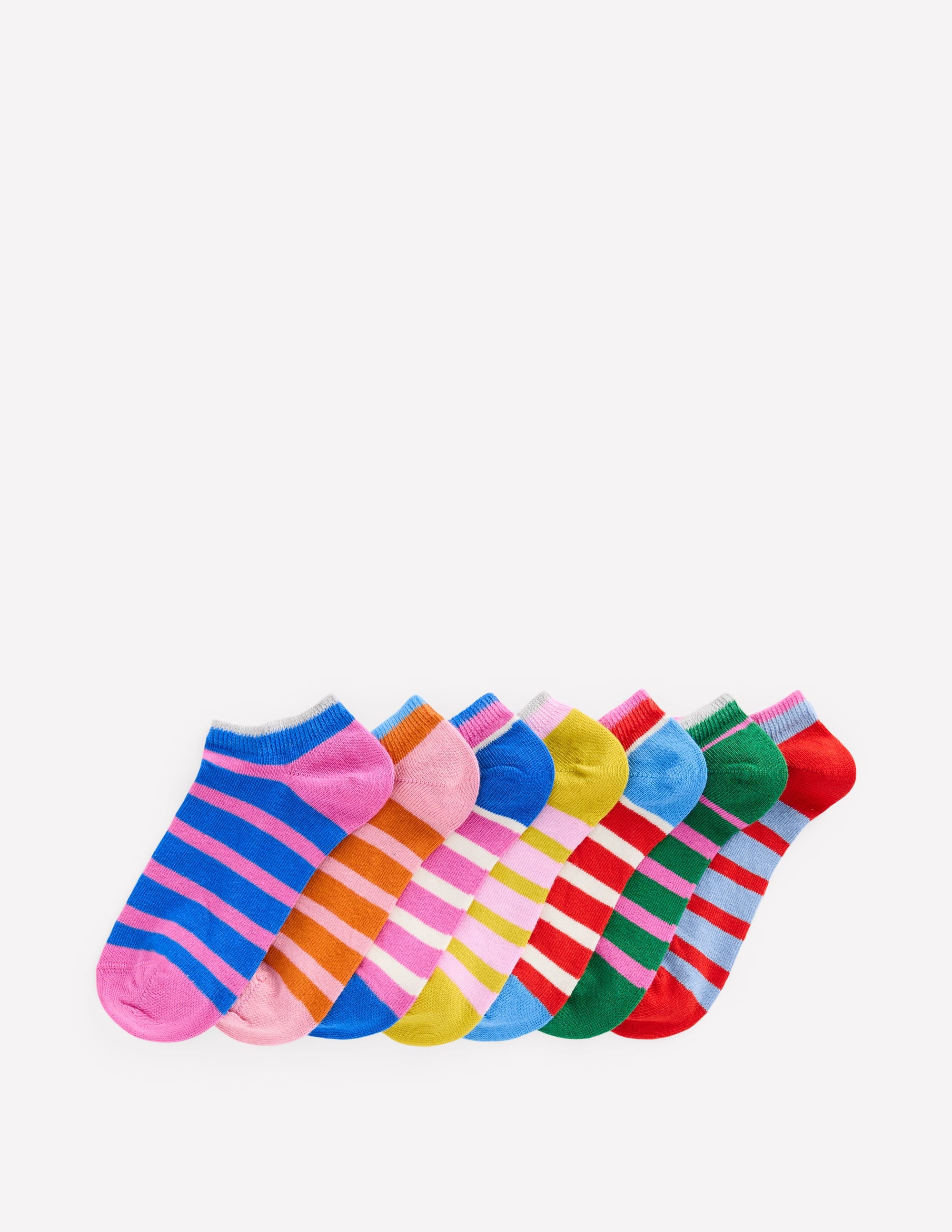 Sneakersocken im 7er-Pack-Ackerbohnengrün/Pink, Gestreift - Image 1