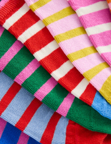 Sneakersocken im 7er-Pack-Ackerbohnengrün/Pink, Gestreift