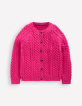 Strickjacke mit Zopfmuster-Himbeerrosa