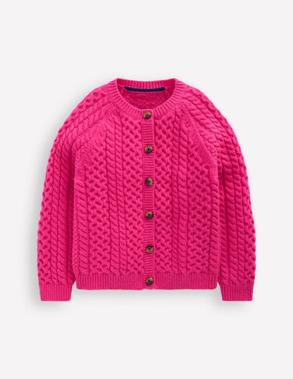 Strickjacke mit Zopfmuster-Himbeerrosa-2