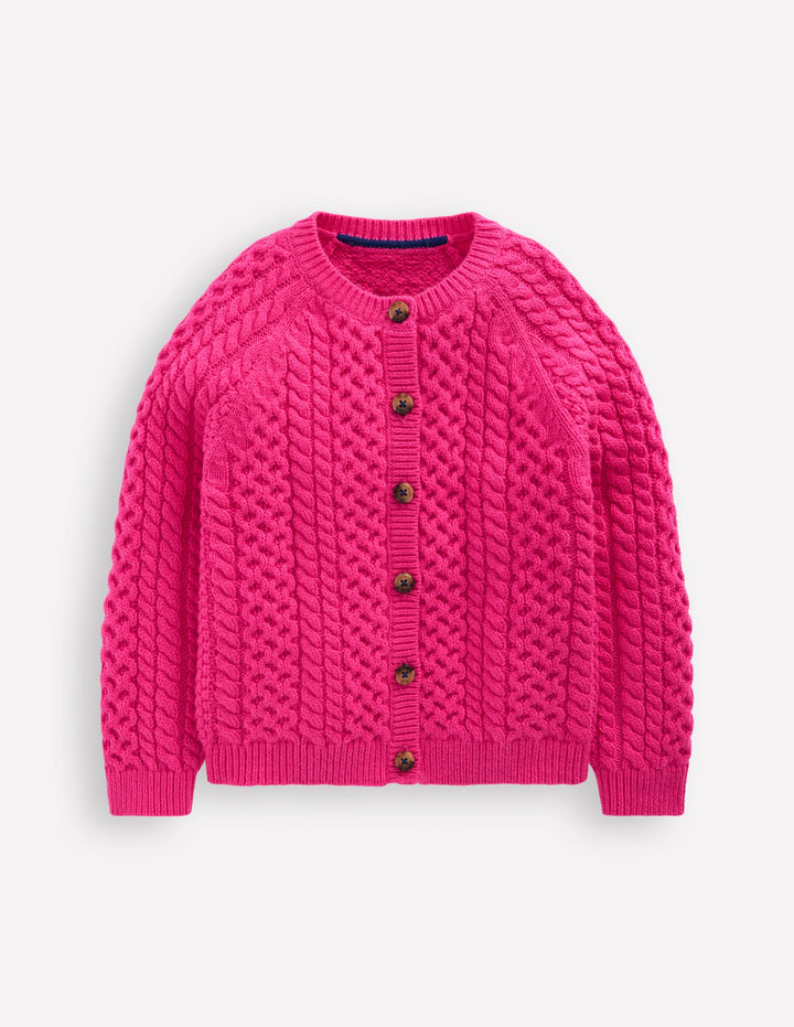 Cardigan torsadé-Rose Framboise