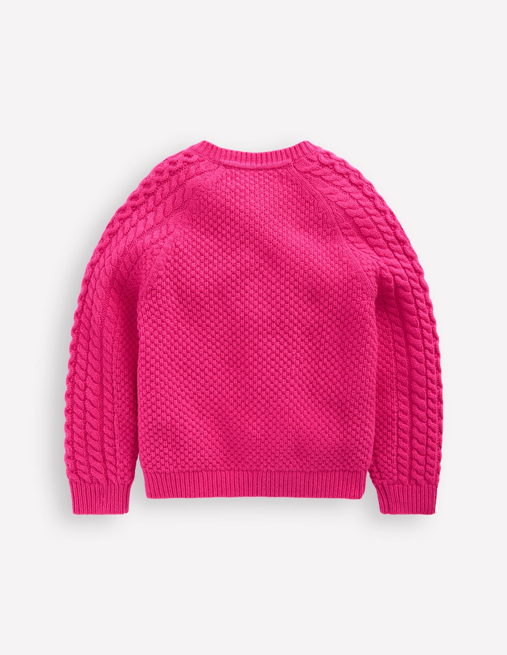 Strickjacke mit Zopfmuster-Himbeerrosa-3