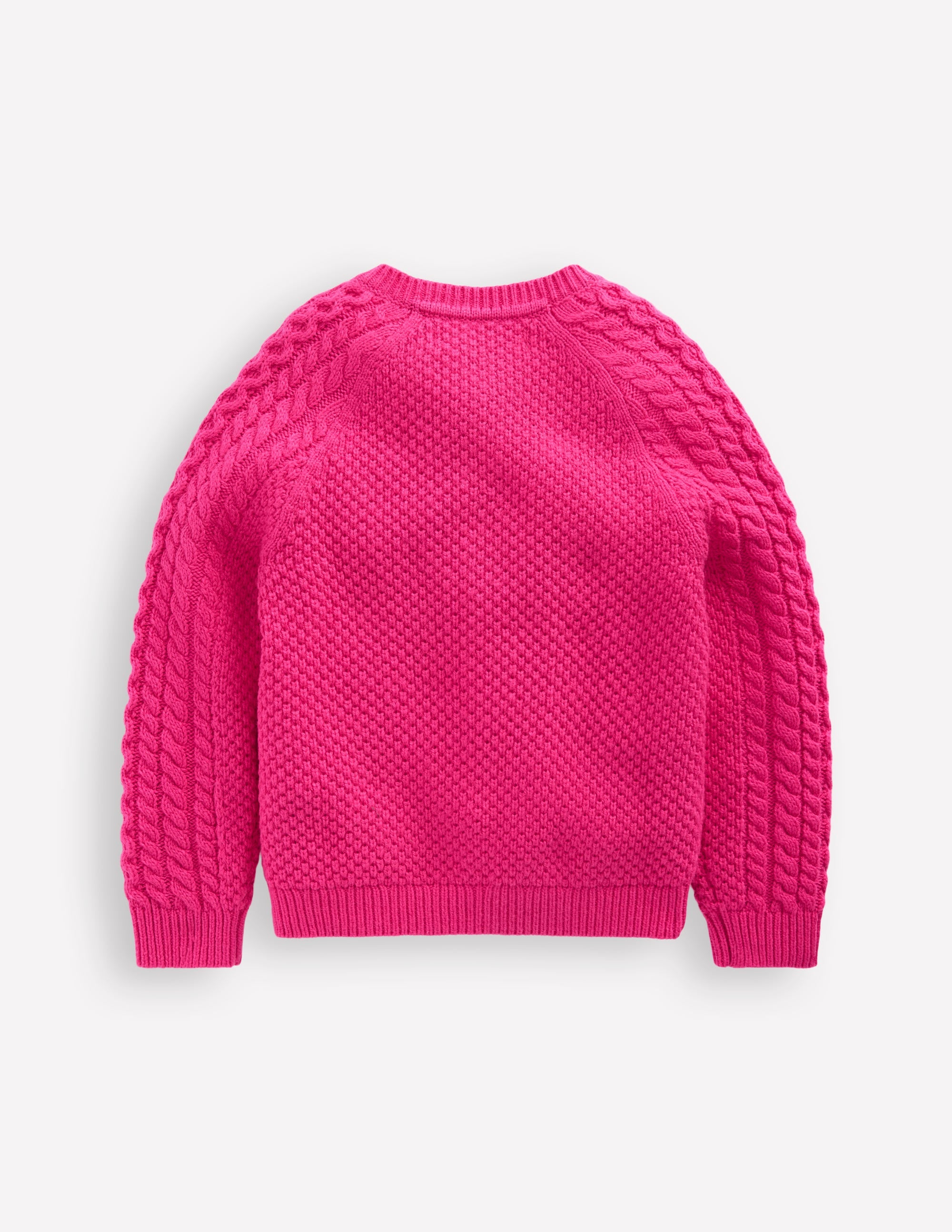 Strickjacke mit Zopfmuster-Himbeerrosa - Image 2