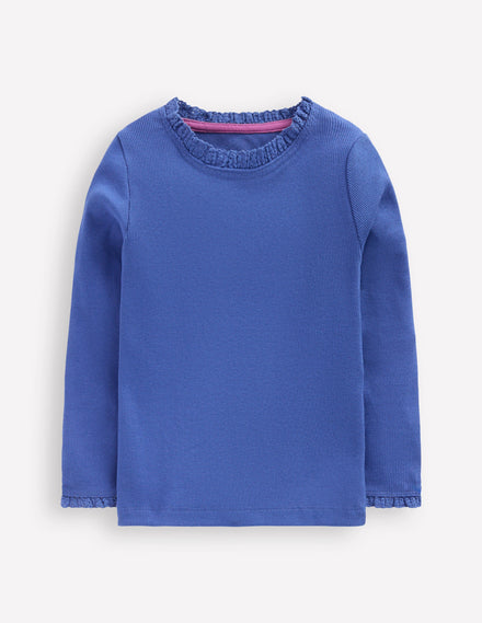 Geripptes Langarmshirt-Blauhäher