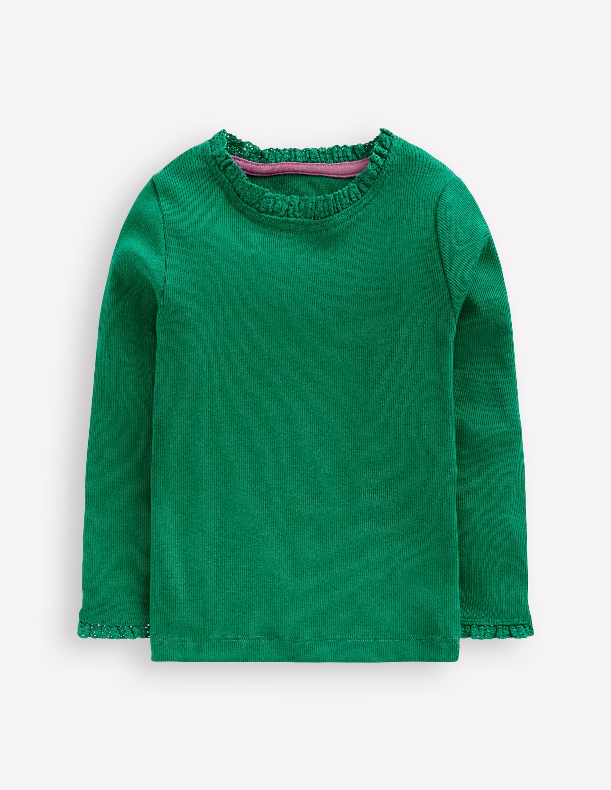 Geripptes Langarmshirt-Waldgrün - Image 1