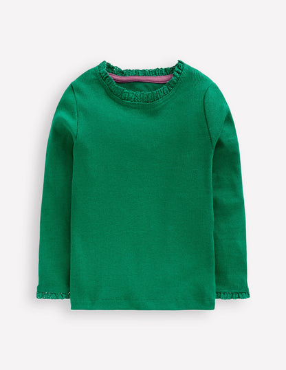 Geripptes Langarmshirt-Waldgrün-1