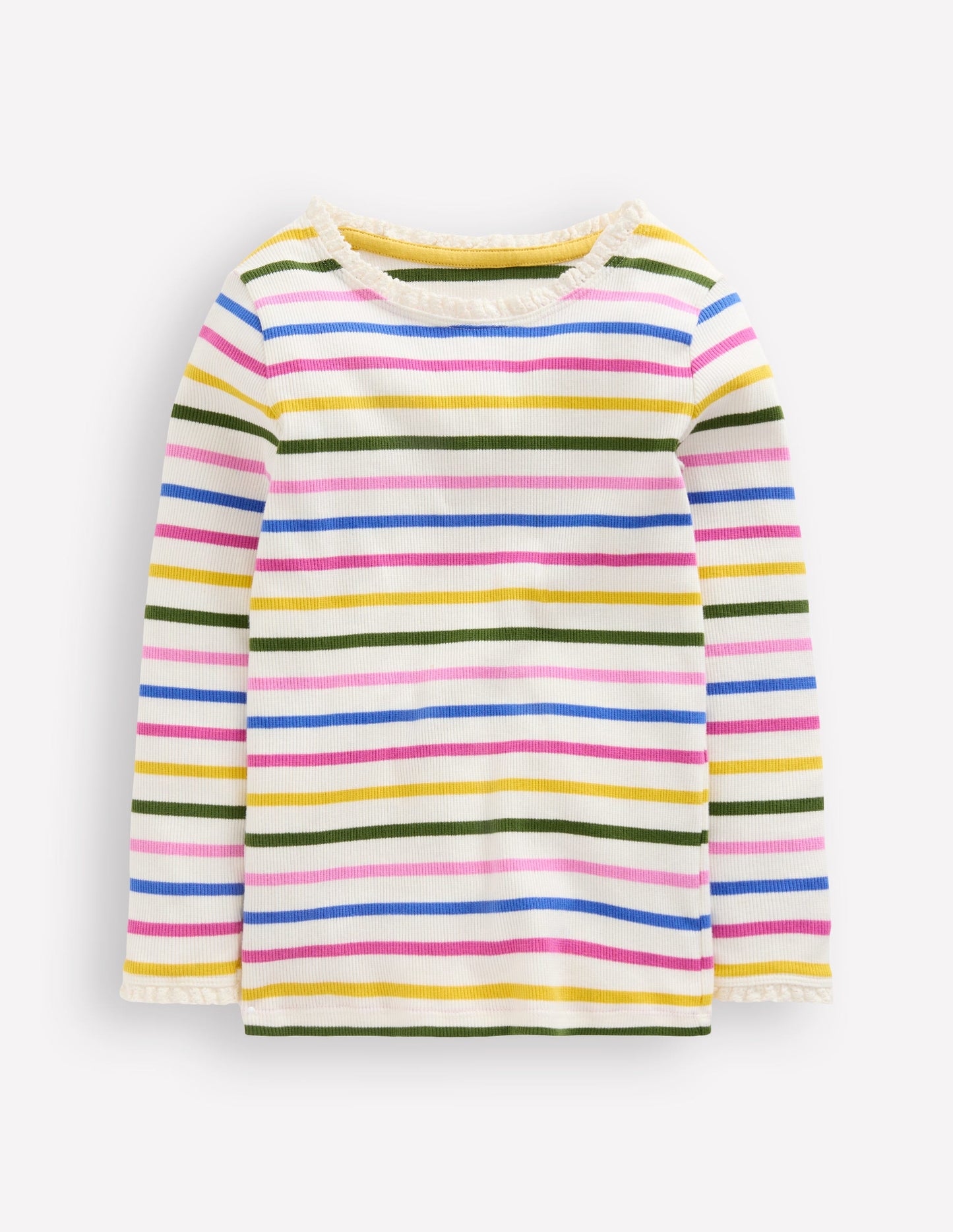 Geripptes Langarmshirt-Regenbogen Streifen