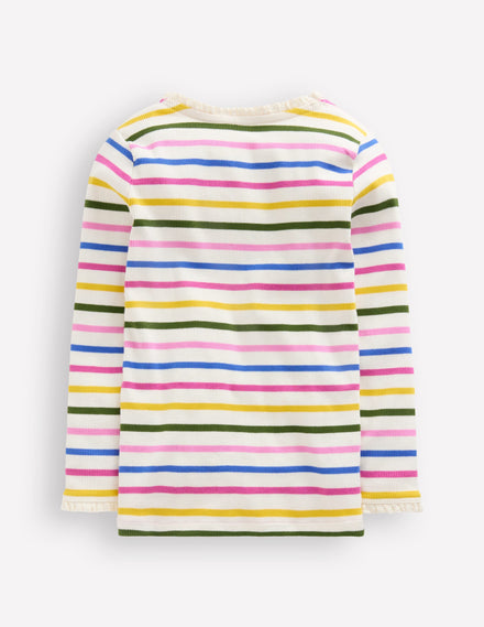 Geripptes Langarmshirt-Regenbogen Streifen