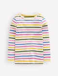Geripptes Langarmshirt-Regenbogen Streifen