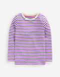 Geripptes Langarmshirt-Lila Topas Streifen