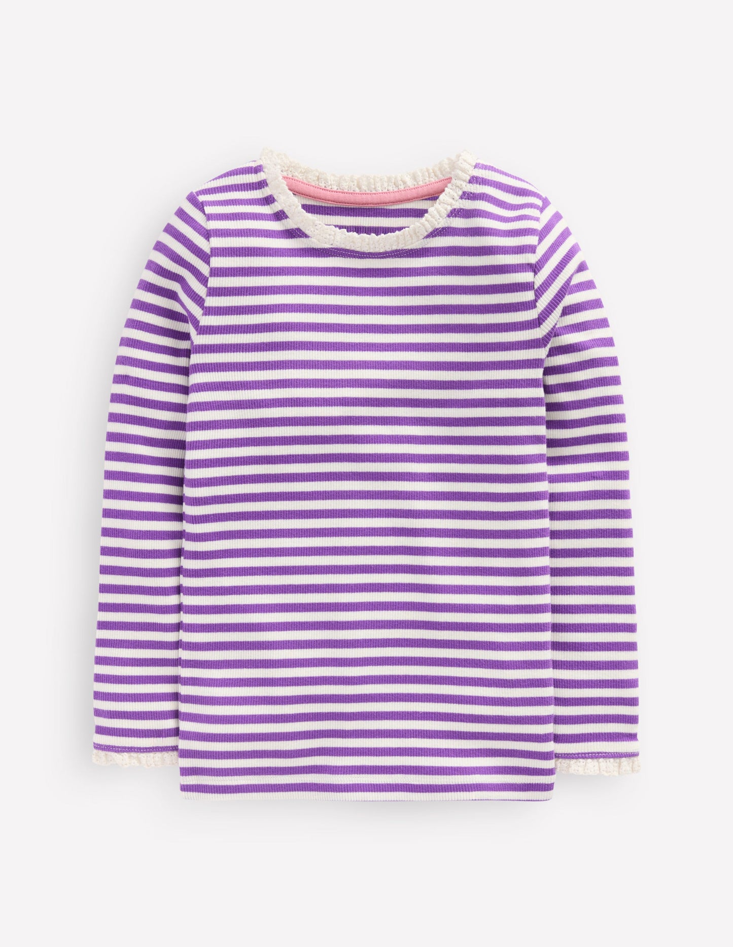 T-shirt côtelé à manches longues-Rayé topaze violette