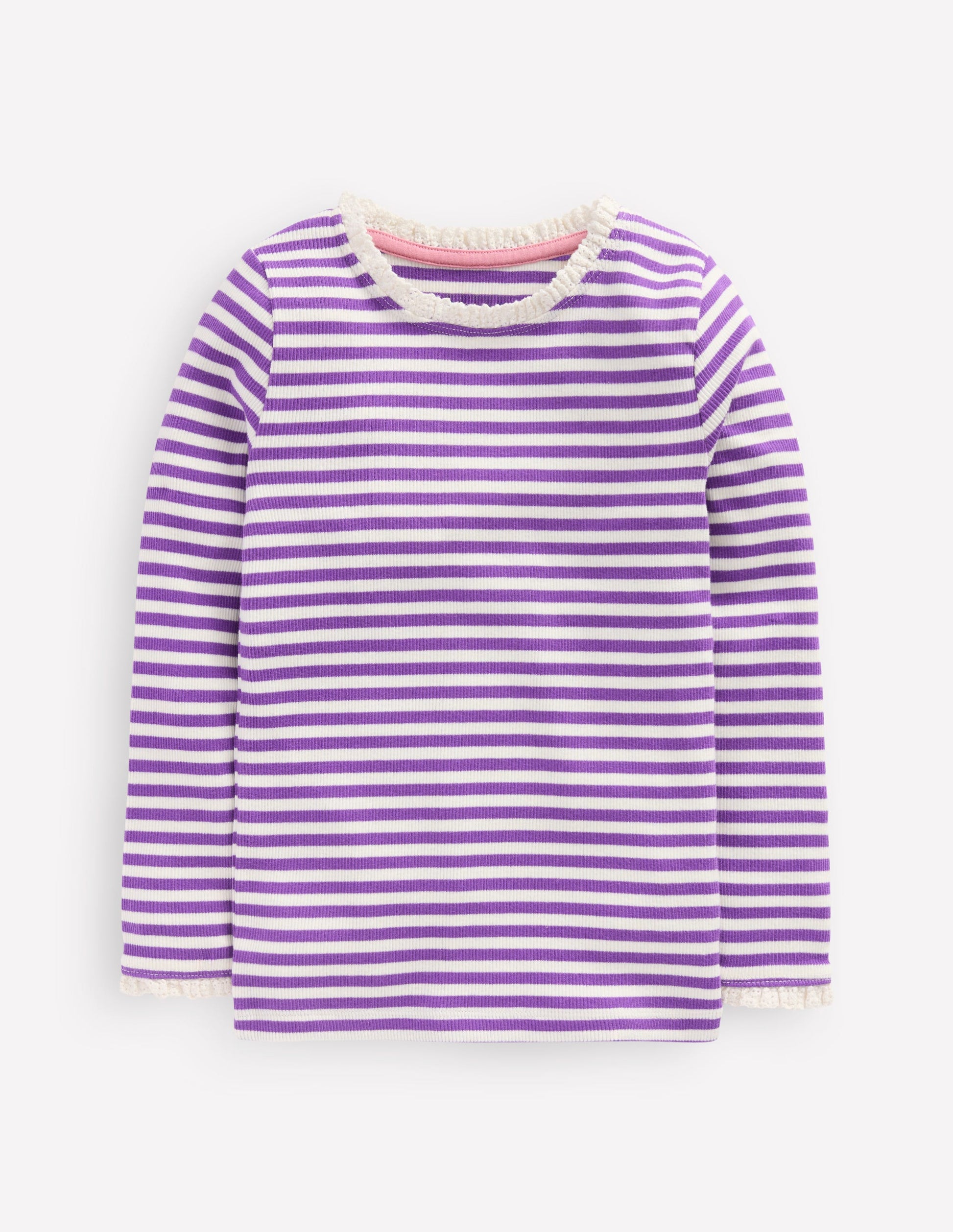 T-shirt côtelé à manches longues-Rayé topaze violette-1