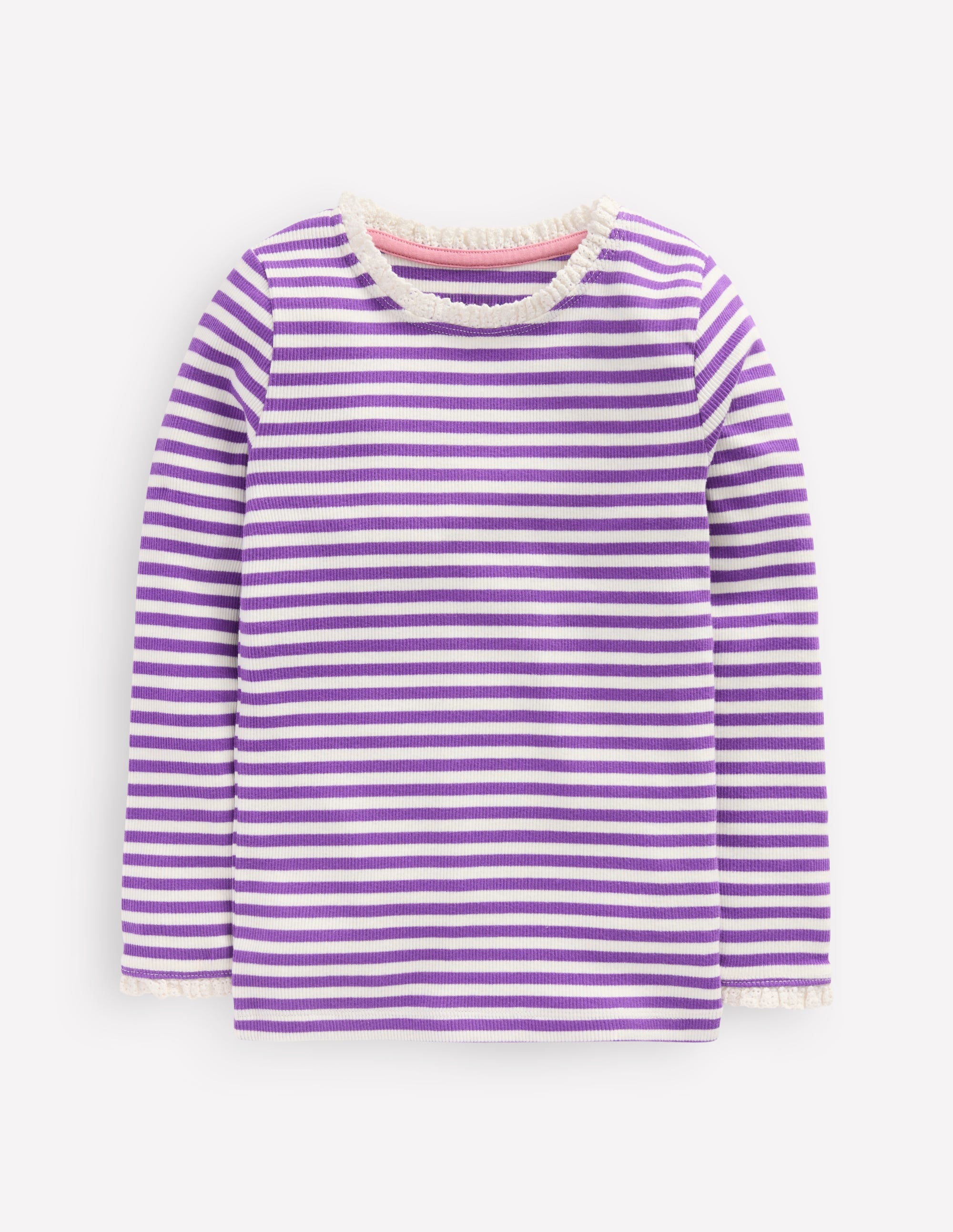 Geripptes Langarmshirt-Lila Topas Streifen - Image 1