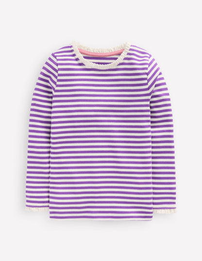 T-shirt côtelé à manches longues-Rayé topaze violette-1