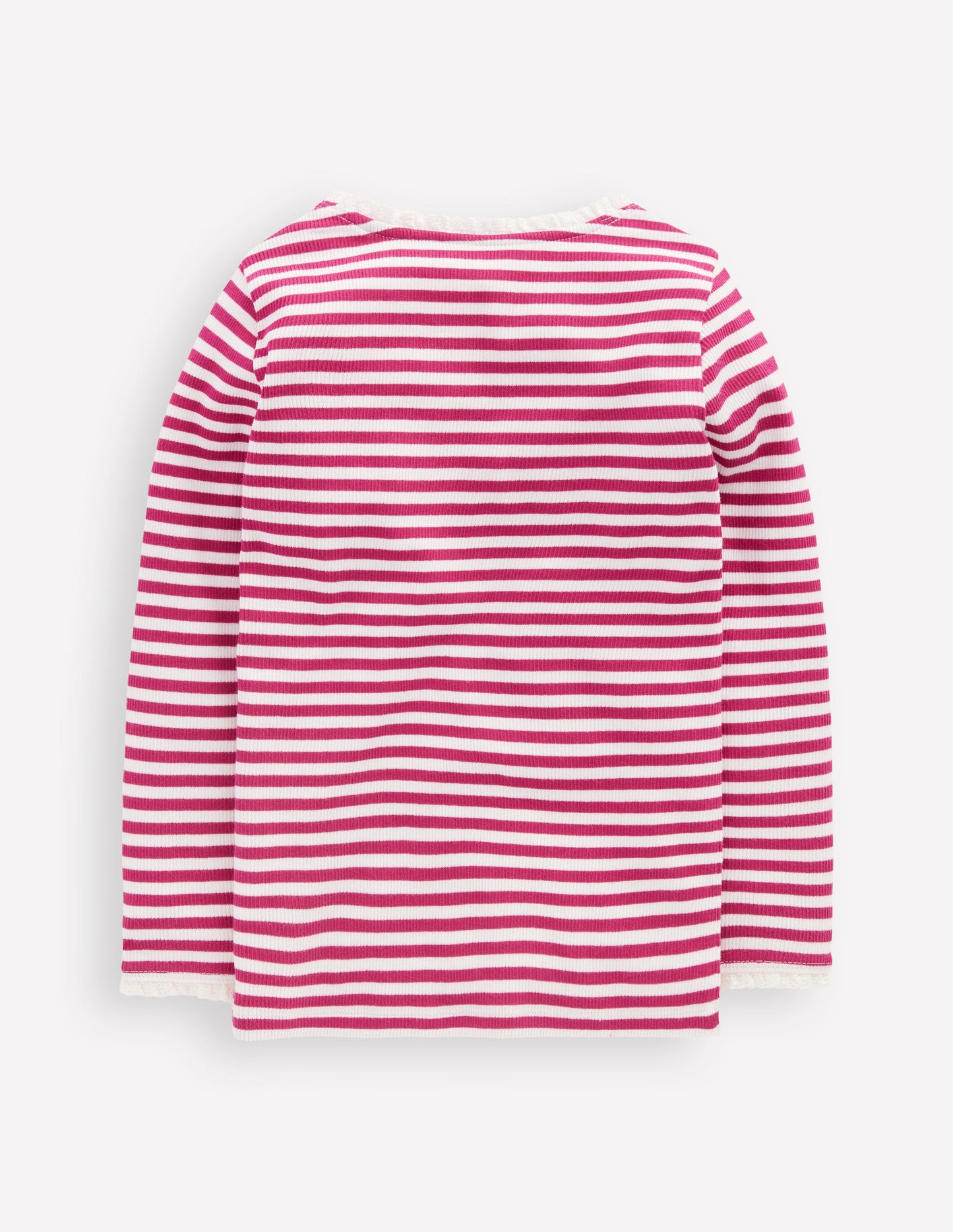 Geripptes Langarmshirt-Kirschmarmelade/Weiches Naturweiß Streifen