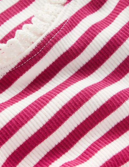 Geripptes Langarmshirt-Kirschmarmelade/Weiches Naturweiß Streifen-3