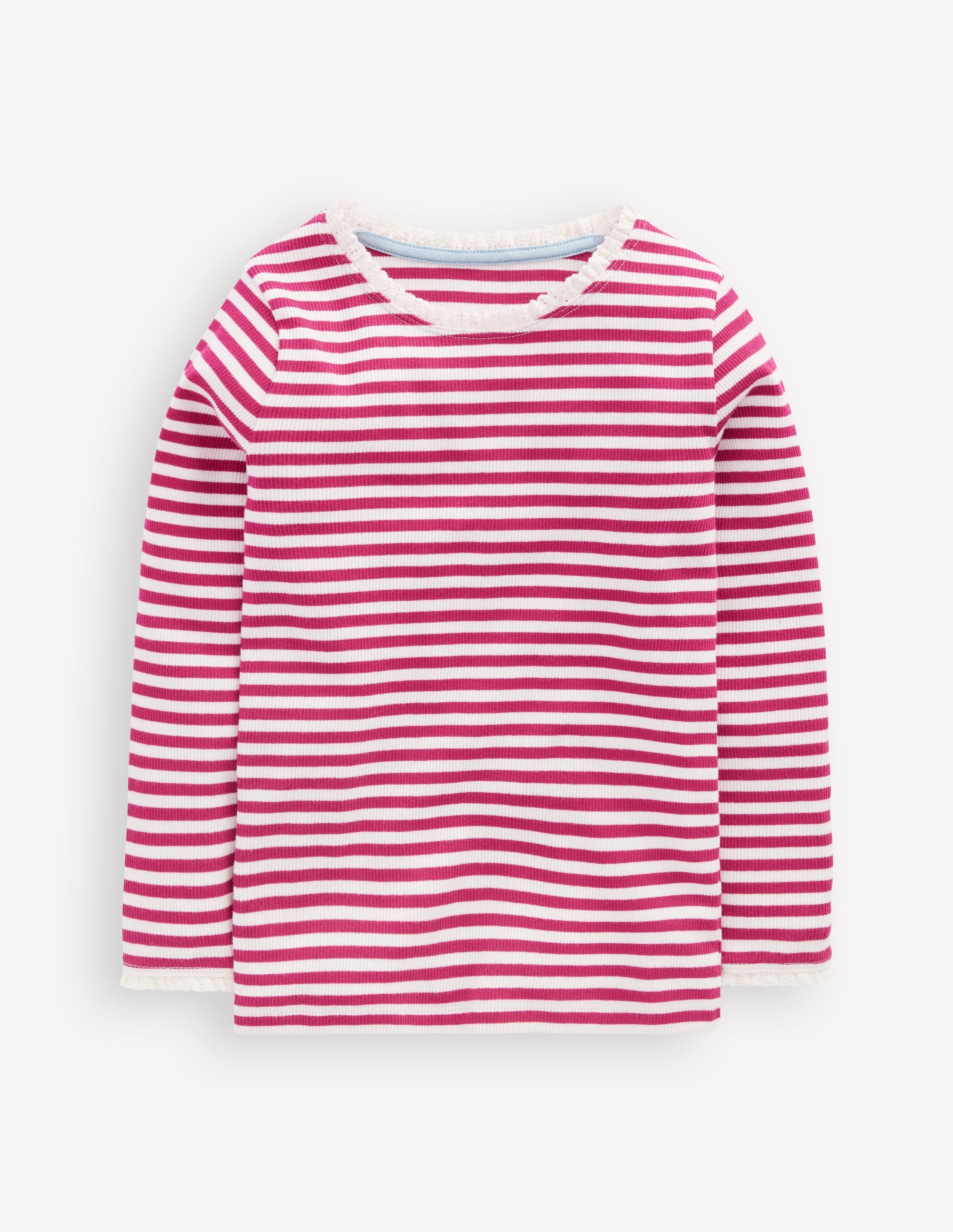 Geripptes Langarmshirt-Kirschmarmelade/Weiches Naturweiß Streifen - Image 1