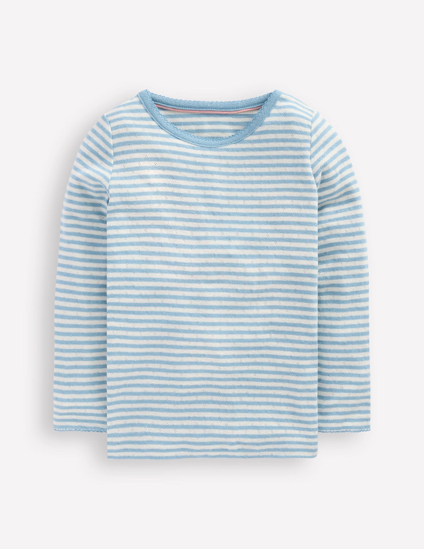 Top manches longues en pointelle-Rayé Bleu Vintage