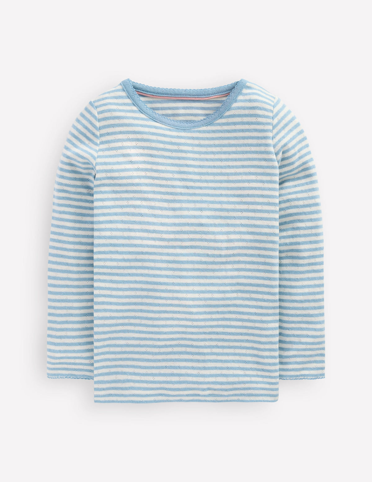 Top manches longues en pointelle-Rayé Bleu Vintage - Image 1