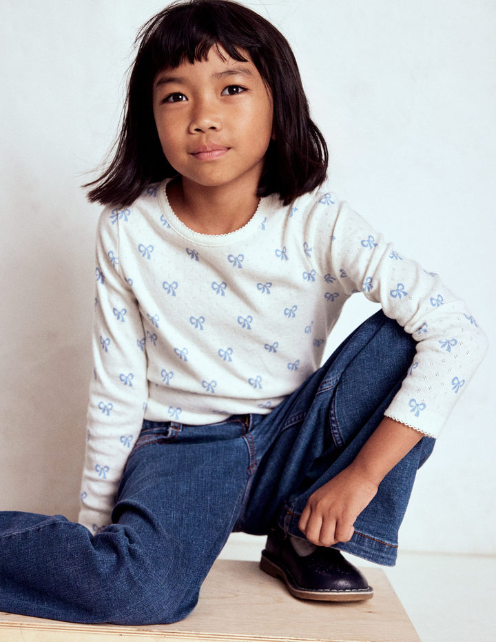 Long Sleeve Pointelle Top-Tiny Bows