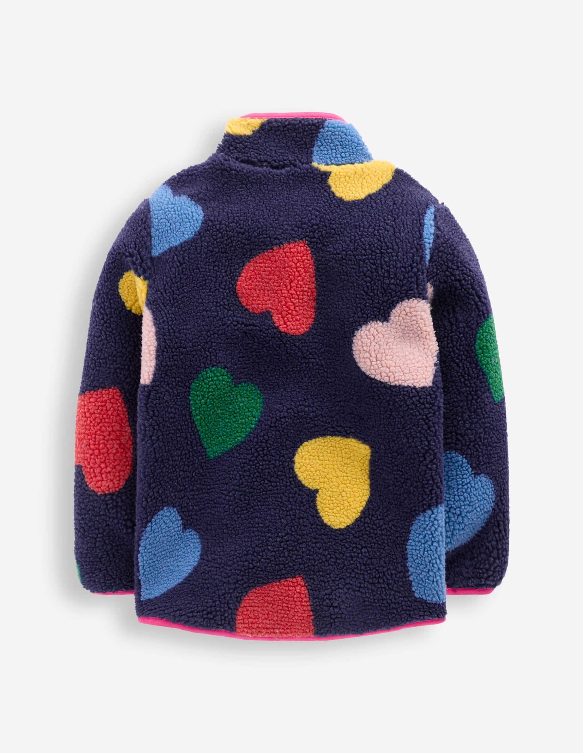 Eden Teddyfelljacke mit durchgehendem Reißverschluss-Steuerbordblau Bunte Herzen-2