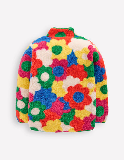 Eden Teddyfelljacke mit durchgehendem Reißverschluss-Bunt Flower Power-3