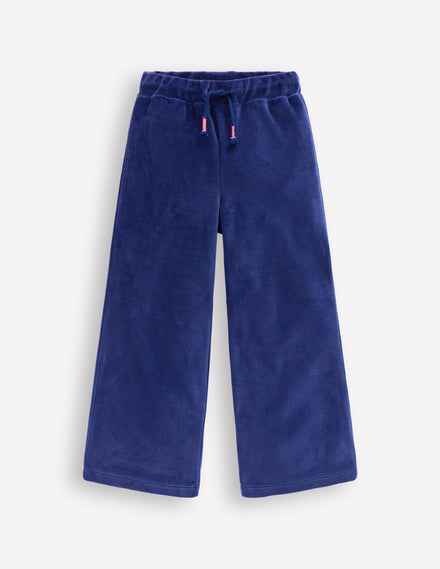 Bas de jogging en velours à poches cœurs-Bleu tribord