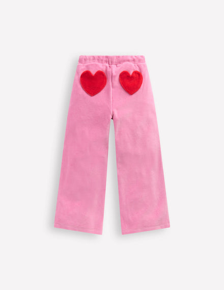 Samt-Jogginghose mit Herztasche-Kirschblütenrosa