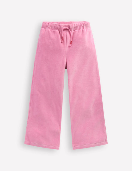 Bas de jogging en velours à poches cœurs-Rose formica