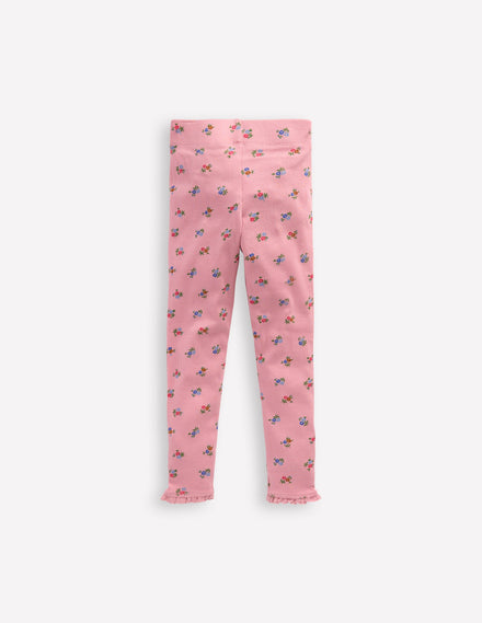 Gerippte Leggings-Kreiderosa Gänseblümchen