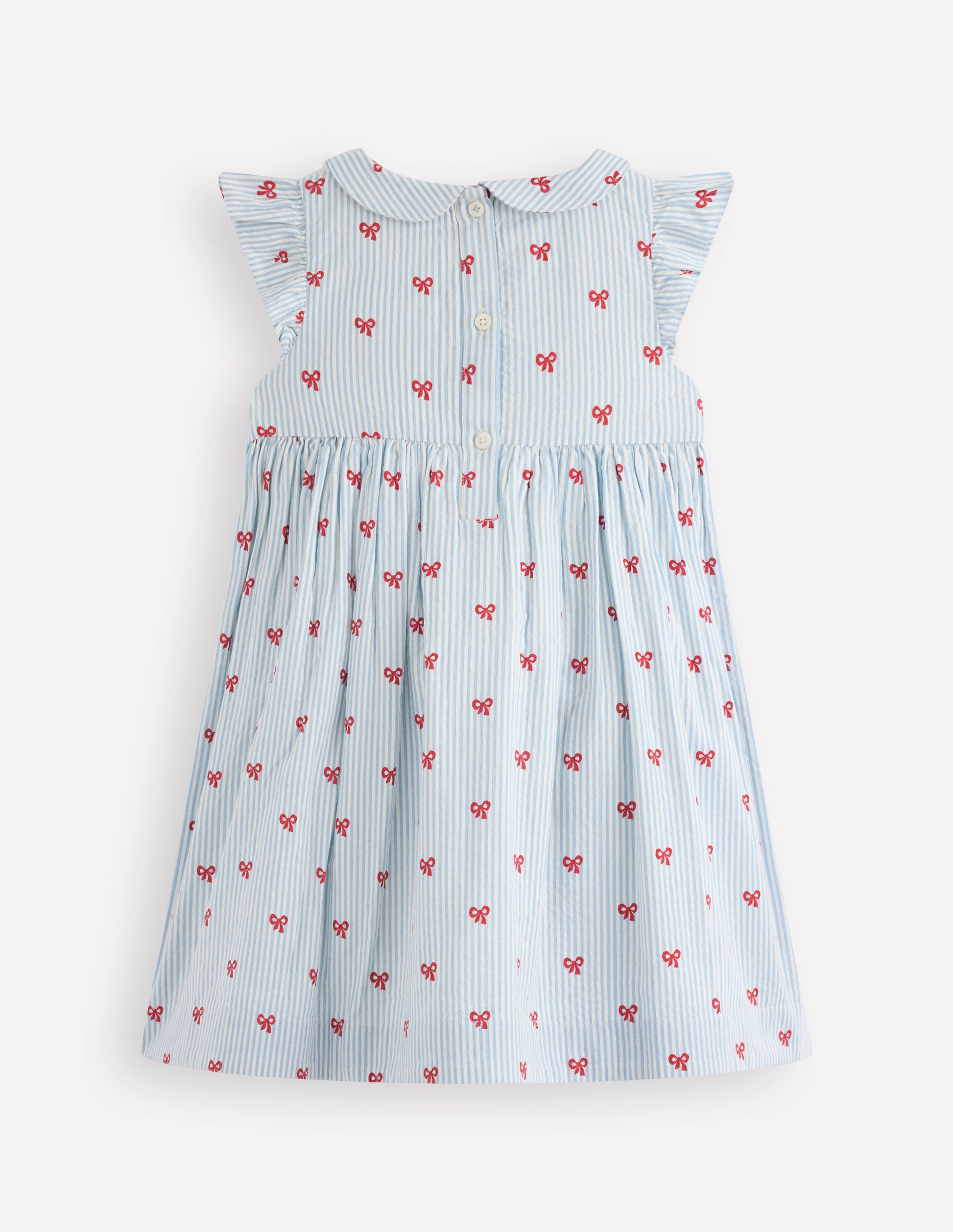Adeline Gesmoktes Kleid-Gletscherblau Winzige Schleifen-3