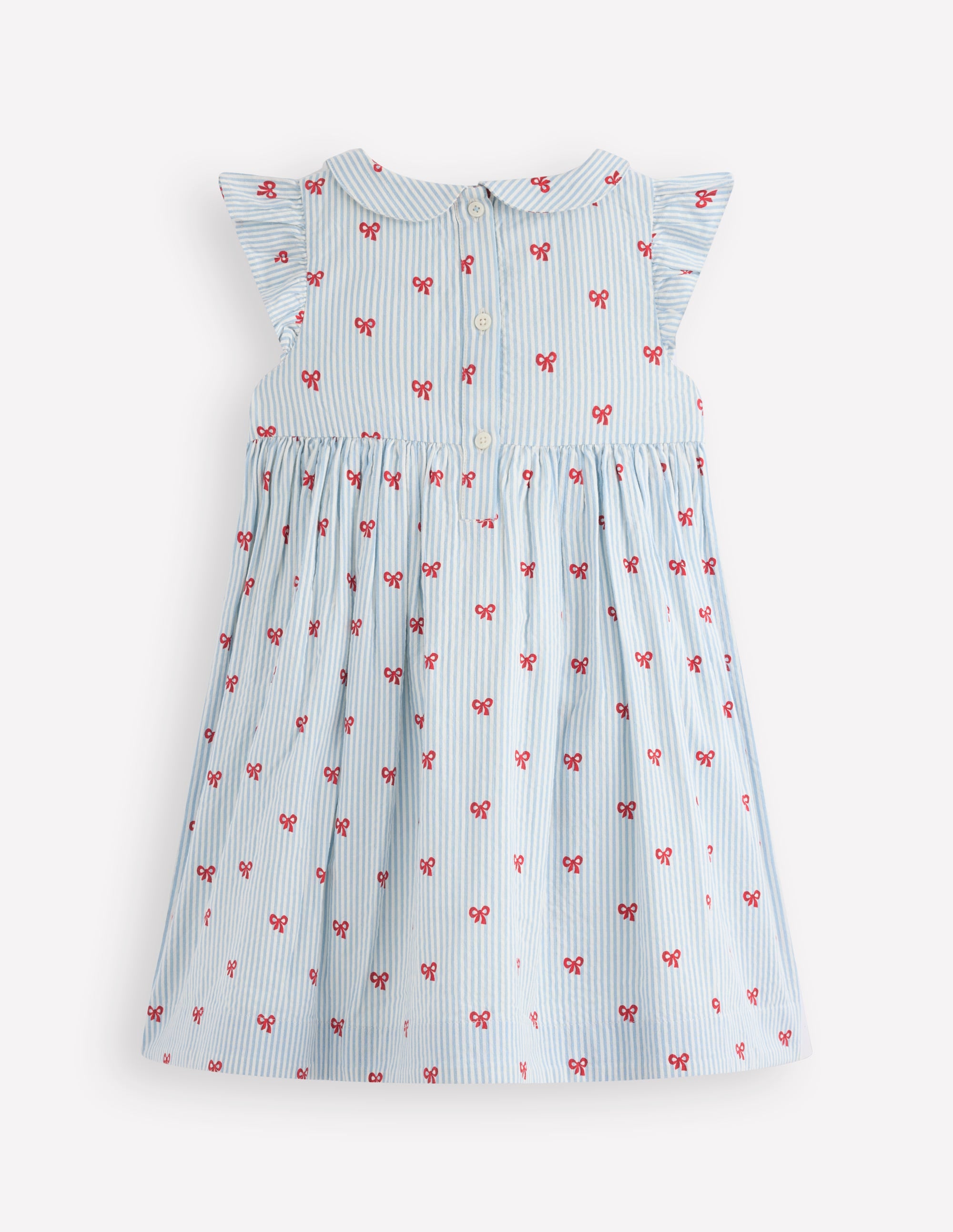 Robe Adeline à smocks-Petits nœuds espacés bleu glacier - Image 2