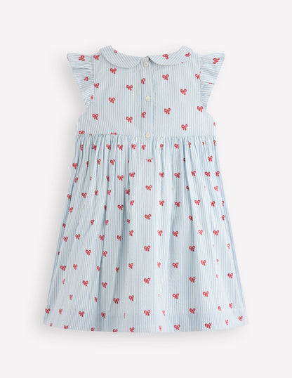 Adeline Gesmoktes Kleid-Gletscherblau Winzige Schleifen-3