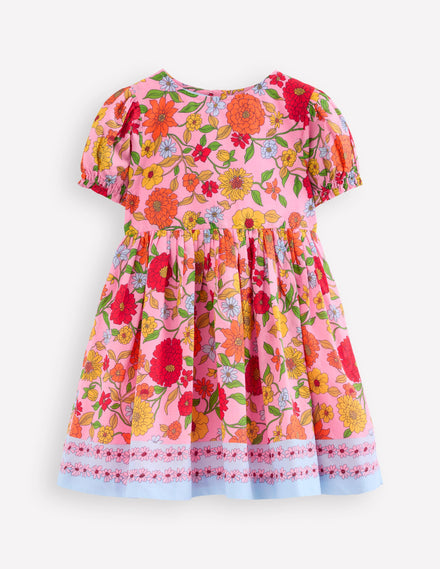 Madeline Gewebtes Kleid-Pink Geblümt