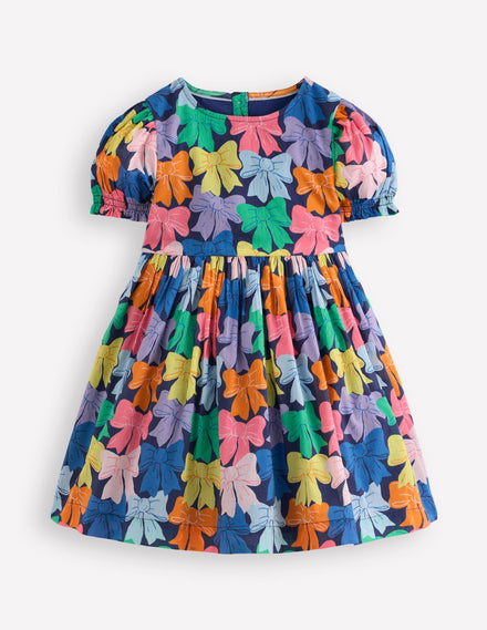 Madeline Gewebtes Kleid-Bunt Regenbogen Schleifen