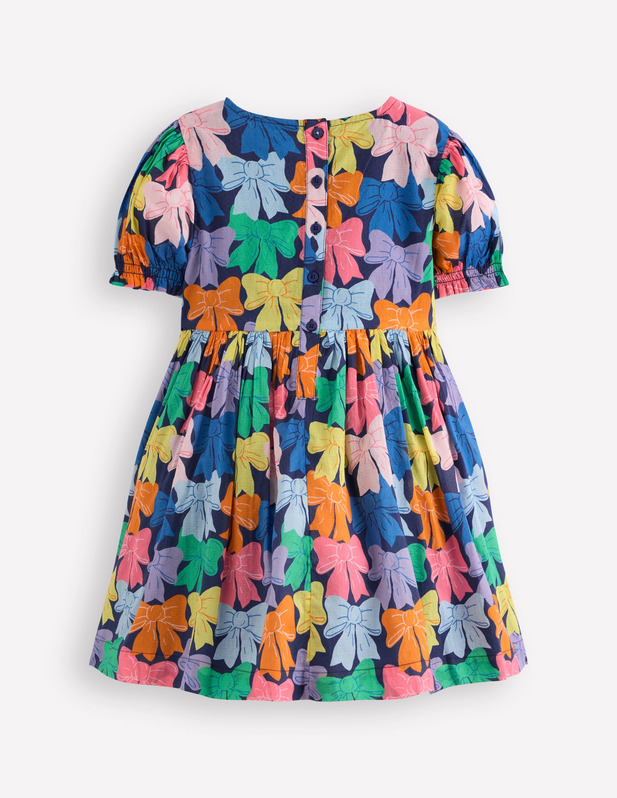 Madeline Gewebtes Kleid-Bunt Regenbogen Schleifen - Image 2