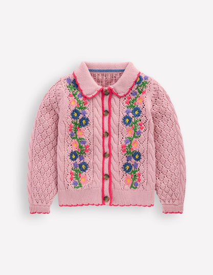 Bestickte Baumwoll-Strickjacke-Vintage-Rosa-1