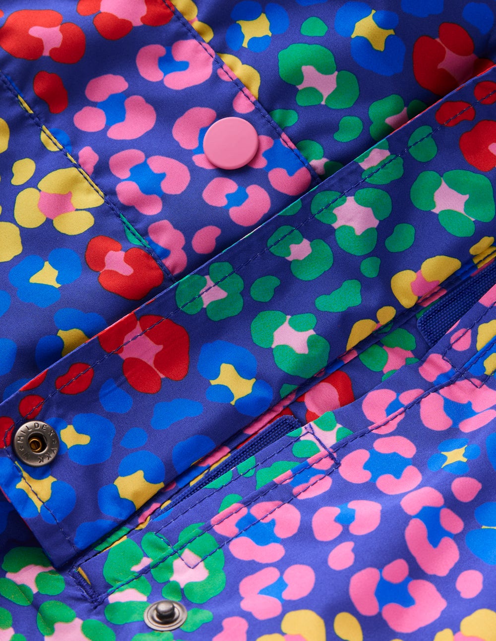 Wasserdichte, verstaubare Jacke-Leuchtendes Blau Bunt Leopard - Image 3