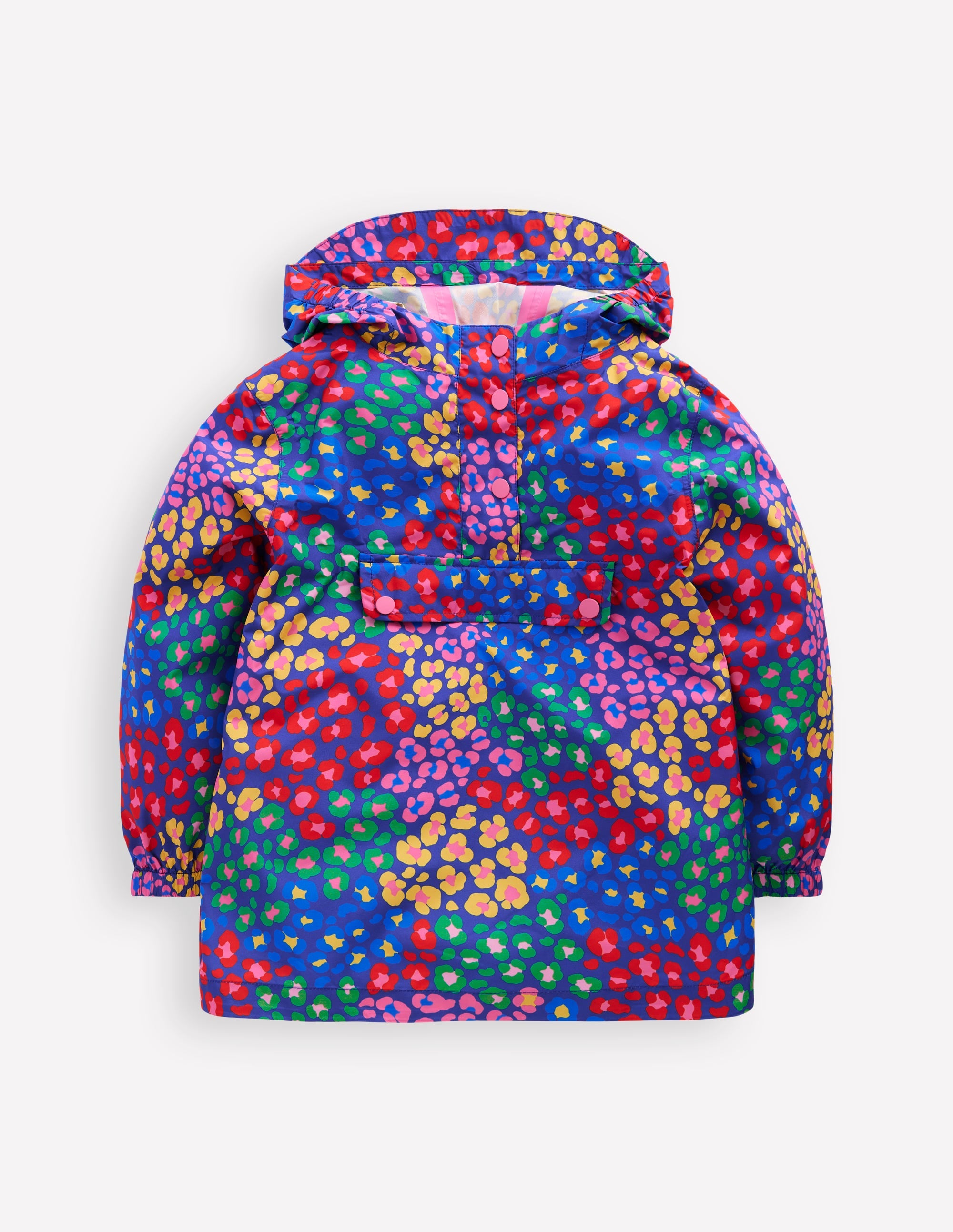 Wasserdichte, verstaubare Jacke-Leuchtendes Blau Bunt Leopard - Image 1