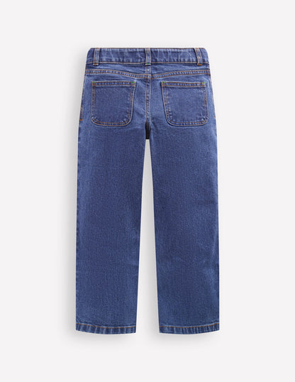 Hose mit aufgesetzten Taschen-Mittlere Waschung Denim-2