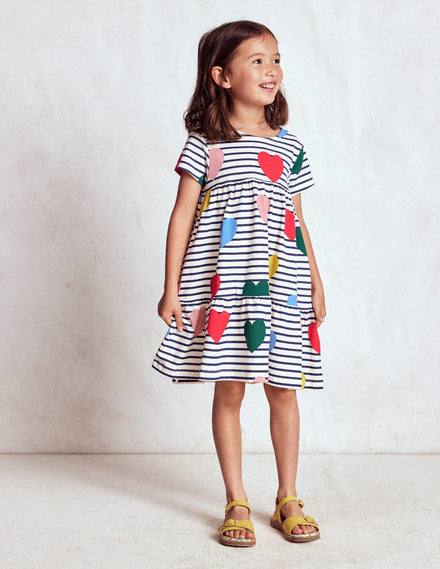 Ariel Jerseykleid zum Herumwirbeln-Bunt Herz Streifen