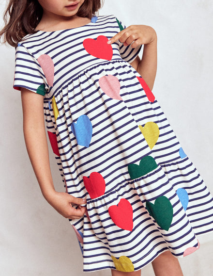 Ariel Jerseykleid zum Herumwirbeln-Bunt Herz Streifen