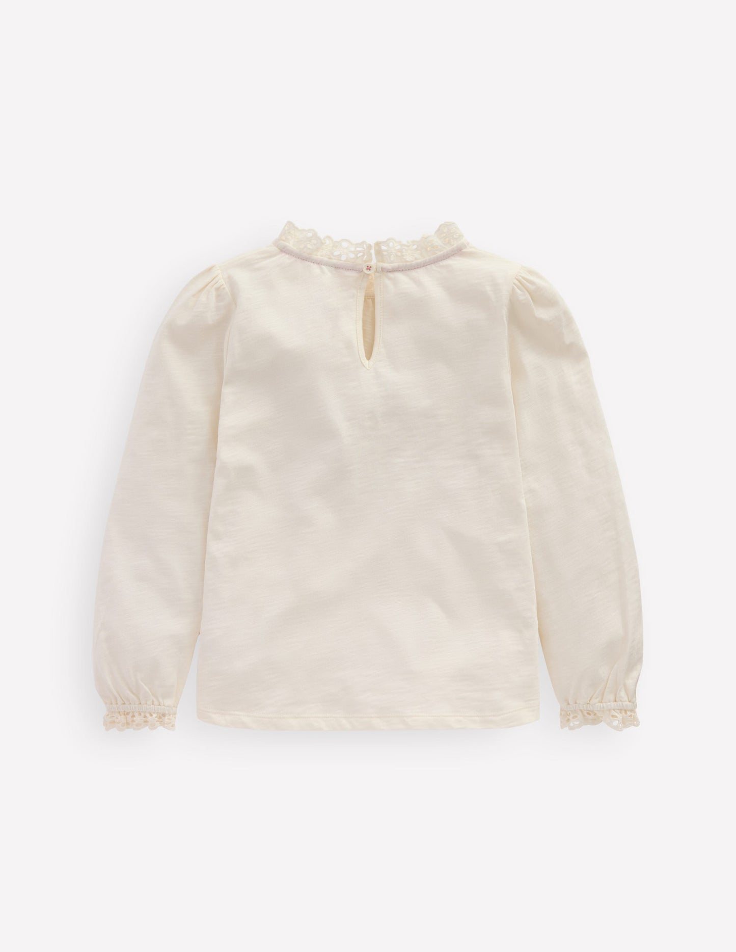Top en jersey avec broderie anglaise-Ivoire doux