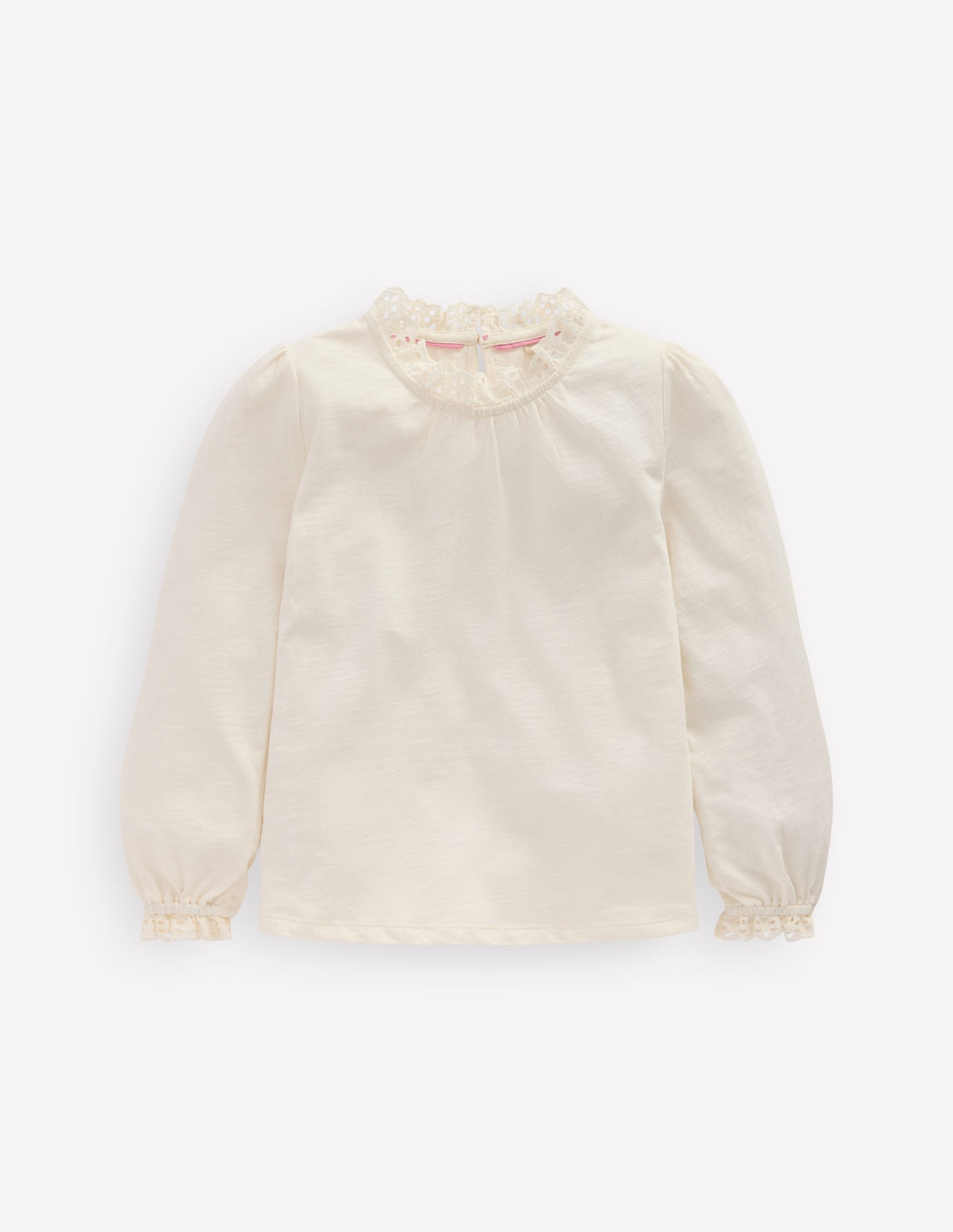 Top en jersey avec broderie anglaise-Ivoire doux