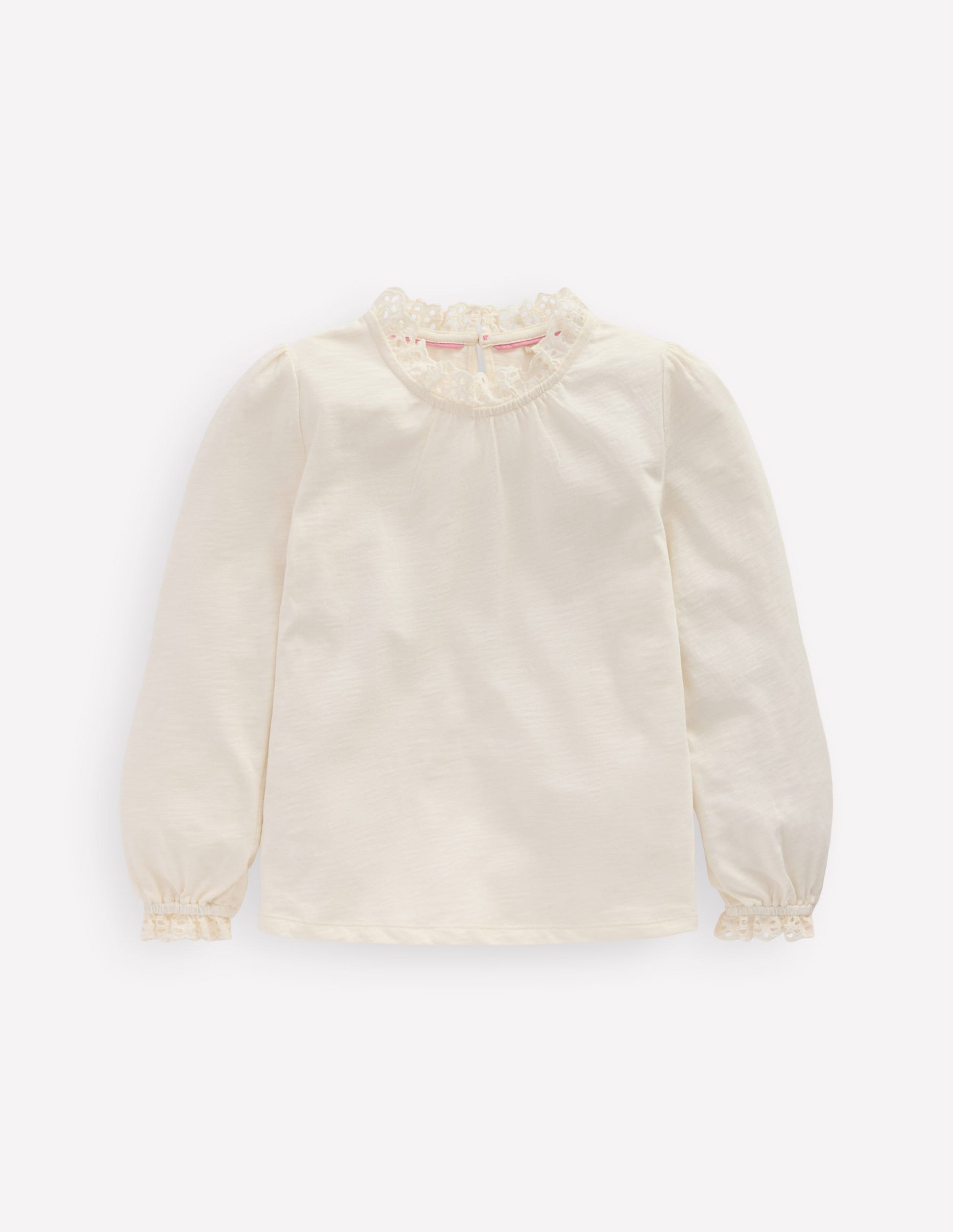 Top en jersey avec broderie anglaise-Ivoire doux-2