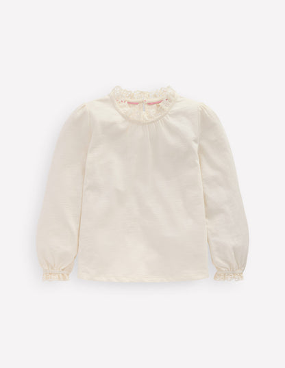 Top en jersey avec broderie anglaise-Ivoire doux-2