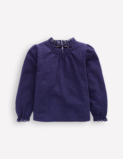 Jerseyoberteil mit Lochstickerei-Steuerbordblau-2