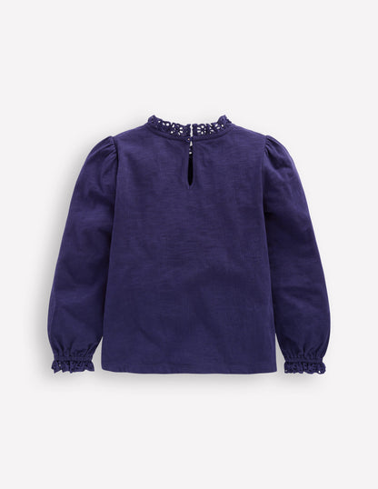 Jerseyoberteil mit Lochstickerei-Steuerbordblau-3