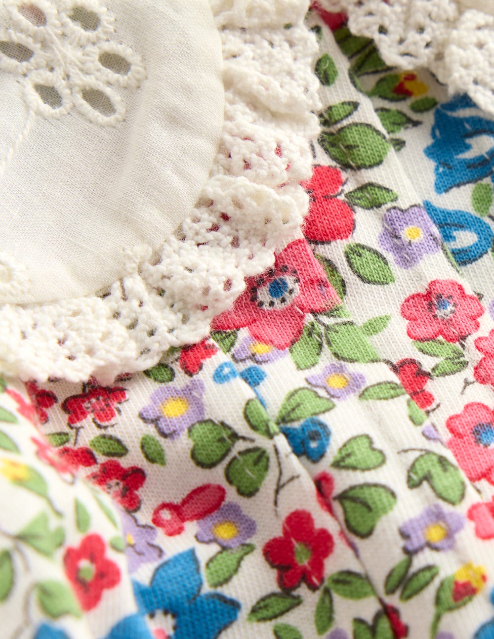 Tunika-Set mit Lochstickerei am Kragen-Vintage-Rosa Blümchenmuster - Image 3